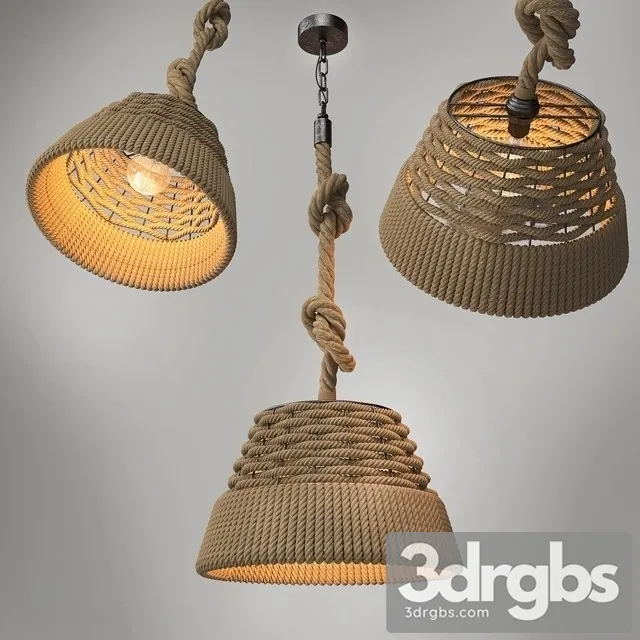 Retro Industrial Vintage Loft Hemp Rope Pendant 3dsmax Download