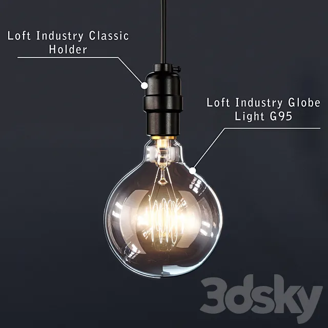 Retro lamp – Loft Industry 3DSMax File