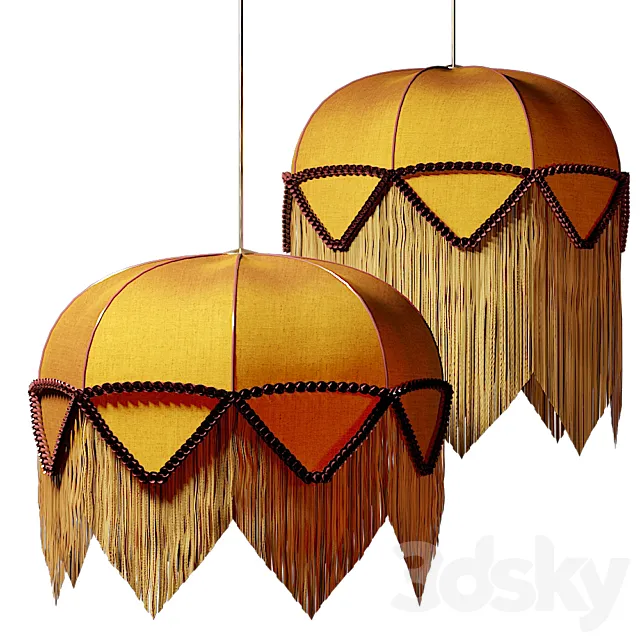 Retro lampshade fabric with muslin 3DS Max Model