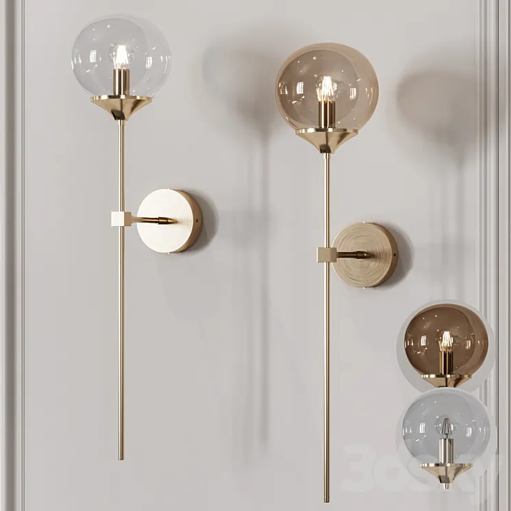Retro Long Pole Brass Contemporary Wall Sconce 3DS Max