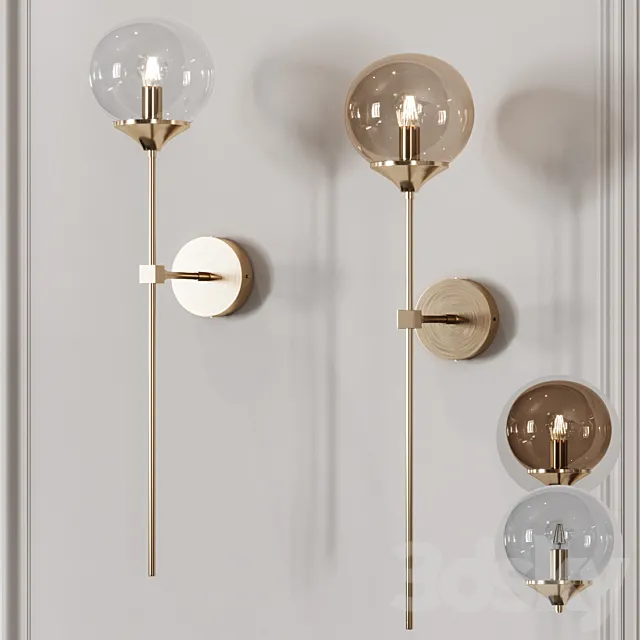 Retro Long Pole Brass Contemporary Wall Sconce 3DSMax File