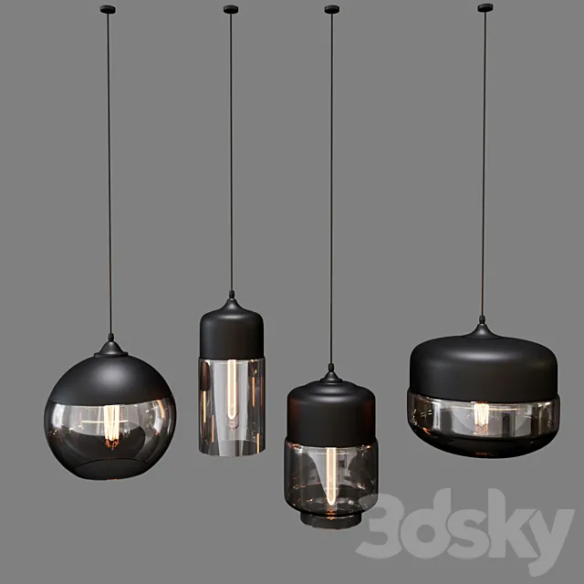 Retro Pendant Lamps 3ds Max