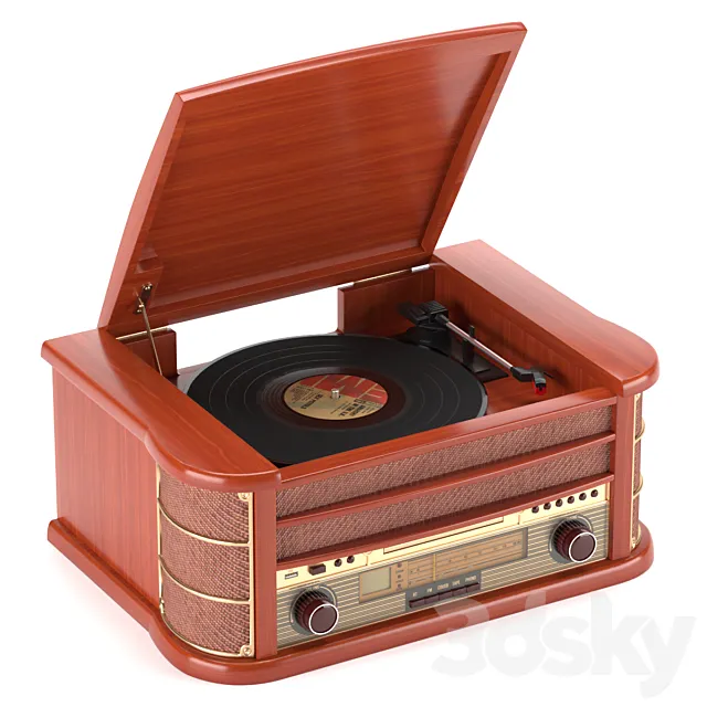 Retro phonograph 3ds Max