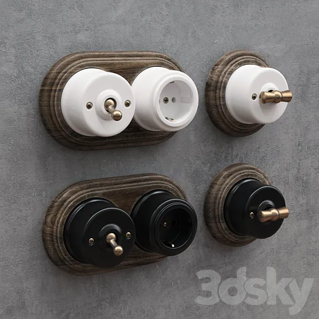 Retro sockets and switches for the outdoor installation 3DS Max Model