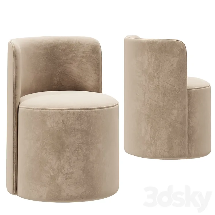 Reynaux Curve Leather Dining Chair 3DS Max Model