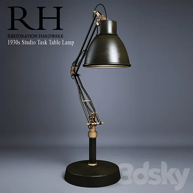 RH 1930s Studio Task Table Lamp 3DSMax File
