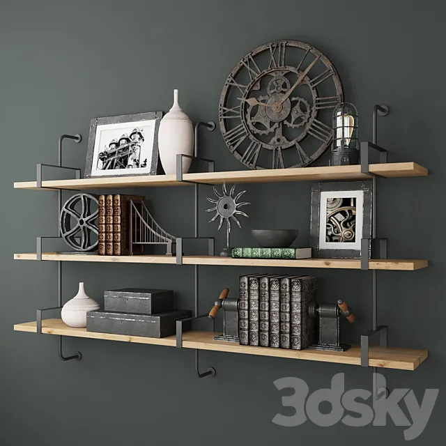 RH 1950S FRENCH FACTORY SHELVING 3ds Max