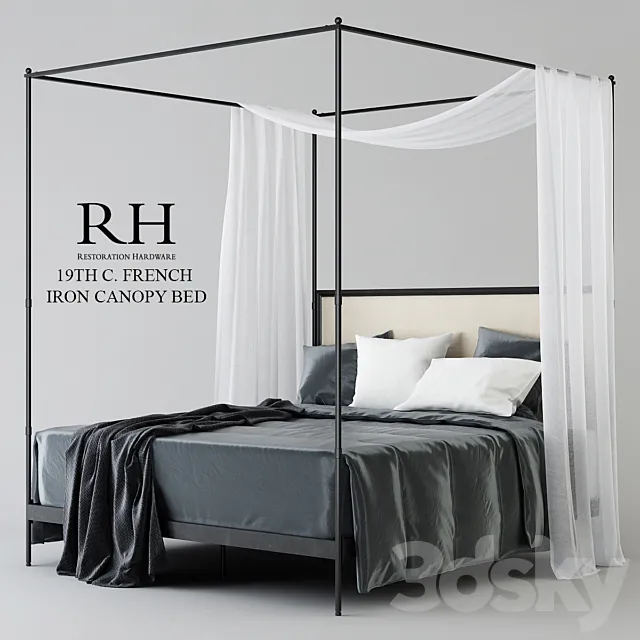 RH 19TH WITH FRENCH IRON CANOPY BED 3DSMax File
