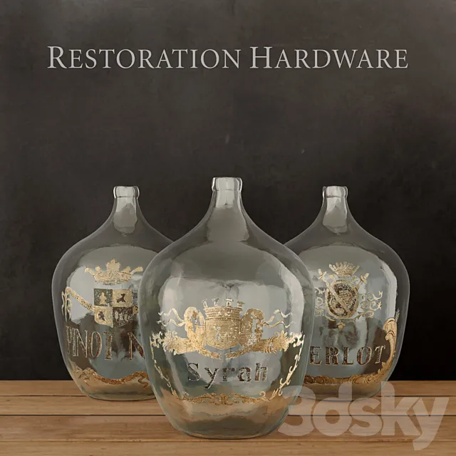 RH _ 1920S HAND-BLOWN WINE BOTTLE COLLECTION 3DS Max Model