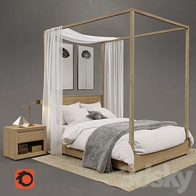 RH _ Callum storage canopy bed 3DS Max Model