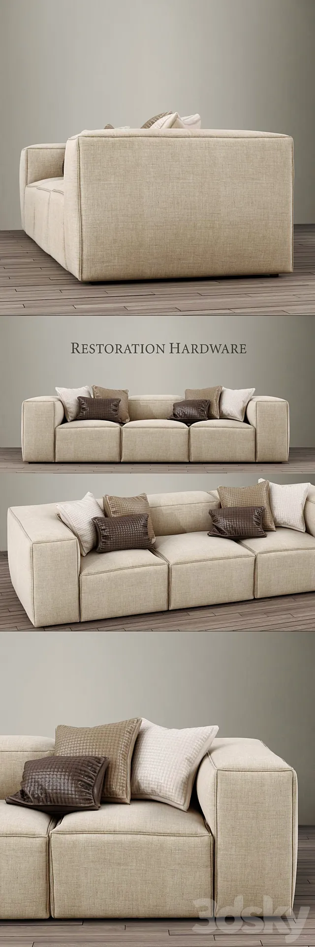 RH _ FULHAM UPHOLSTERED LEFT-ARM SOFA CHAISE SECTIONAL 3DS Max Model