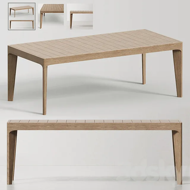 RH _ MALTA TEAK DINING TABLE 3ds Max