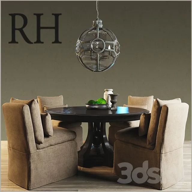 RH _ St. James Round Dining Table 3ds Max