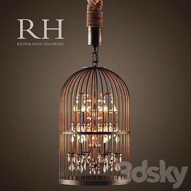 RH _ VINTAGE BIRDCAGE CHANDELIER EXTRA-SMALL 3DS Max Model