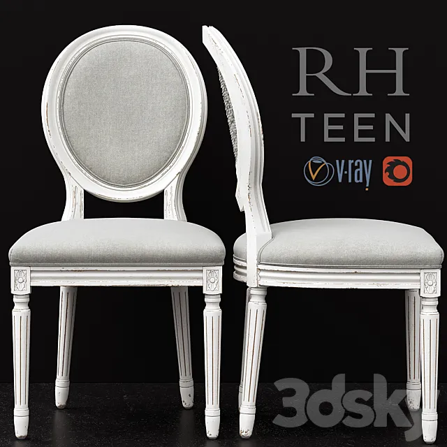 RH _ VINTAGE FRENCH SEQUIN DESK CHAIR 3DSMax File