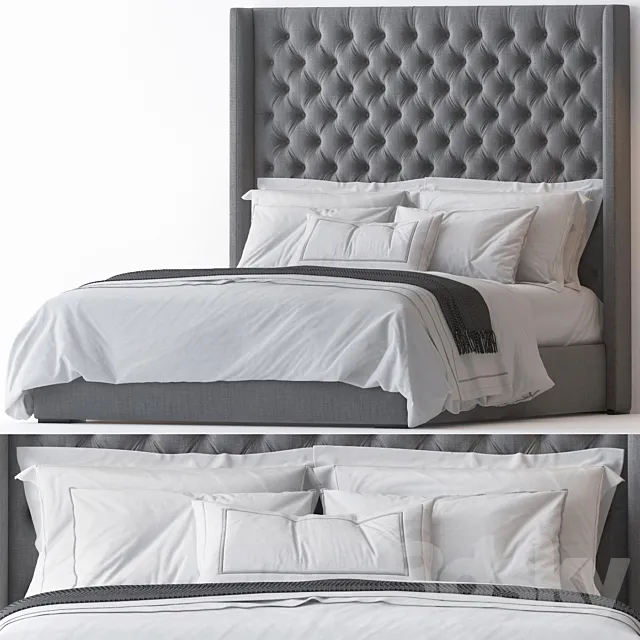 RH ADLER SHELTER DIAMOND TUFTED BED 3ds Max