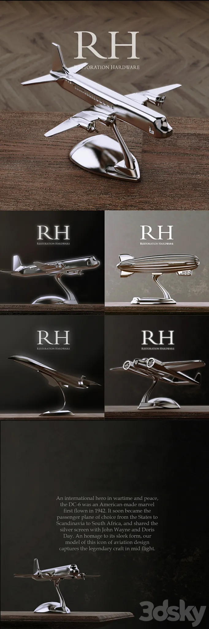 RH AIRCRAFTS DECORATION SET OF 4 3DS Max
