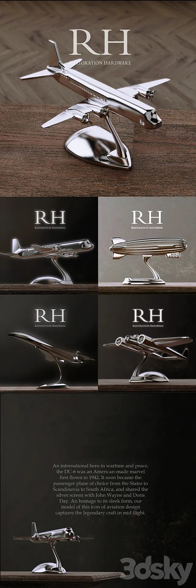 RH AIRCRAFTS DECORATION SET OF 4 3DSMax File