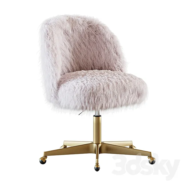 RH ALESSA KASHMIR FAUX FUR DESK CHAIR 3DS Max Model