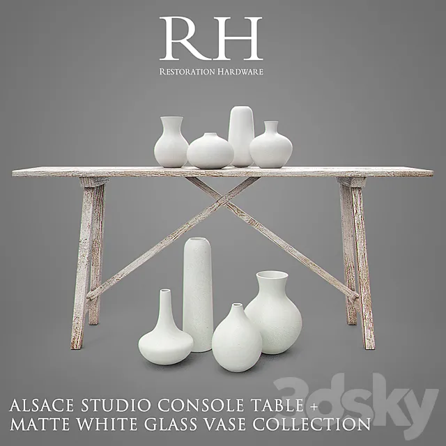 RH ALSACE Studio Console Table + Vase Collection 3DS Max Model