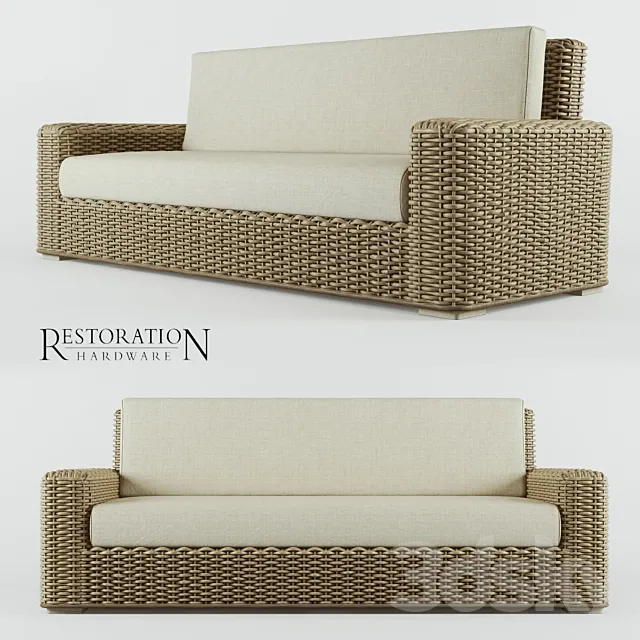 RH Antilles Rattan Sofa 3DS Max Model