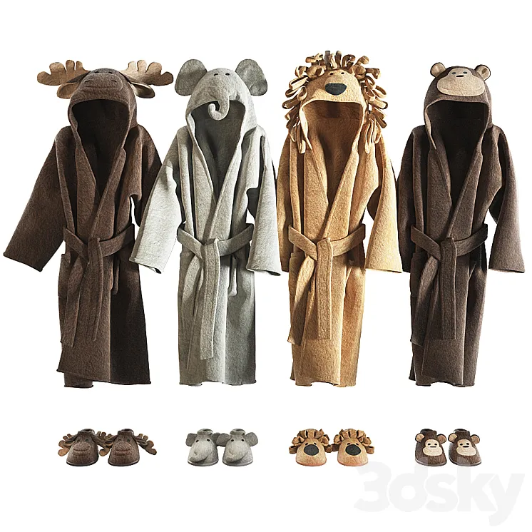 RH Baby bathrobe Animal set 002 3DS Max