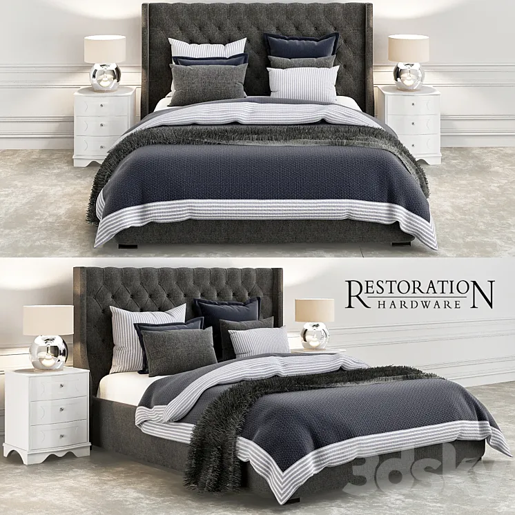 RH bedroom gray and blue 3DS Max