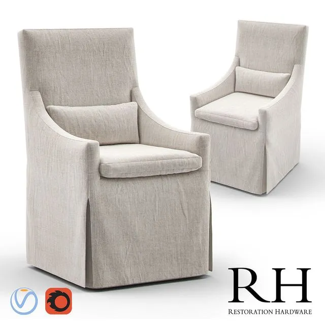 RH Belgian Slope Arm Slip Covered Armchair 3dsMax Model
