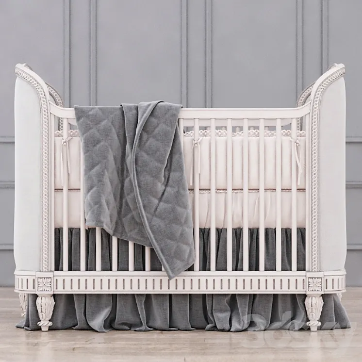 RH Belle Upholstered Crib (Antique Grey Mist) 3DS Max
