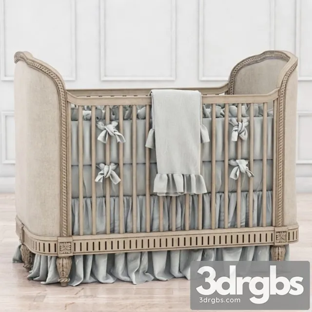 Rh Belle Upholstered Crib Distressed Linen 3dsmax Download
