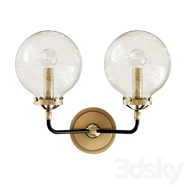 Rh bistro globe clear glass double sconce 3ds Max