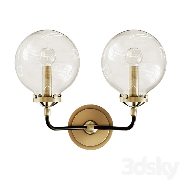 Rh bistro globe clear glass double sconce 3DS Max
