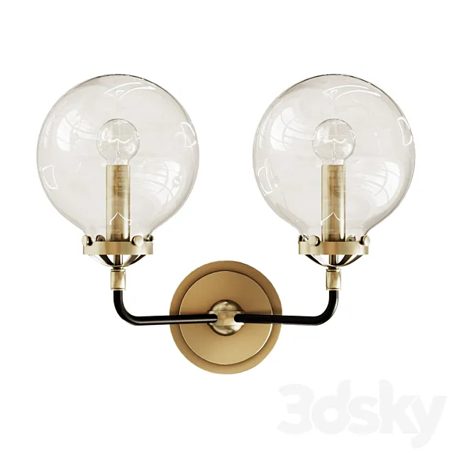 Rh bistro globe clear glass double sconce 3DSMax File