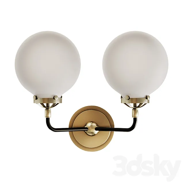 Rh bistro globe milk glass double sconce 3ds Max