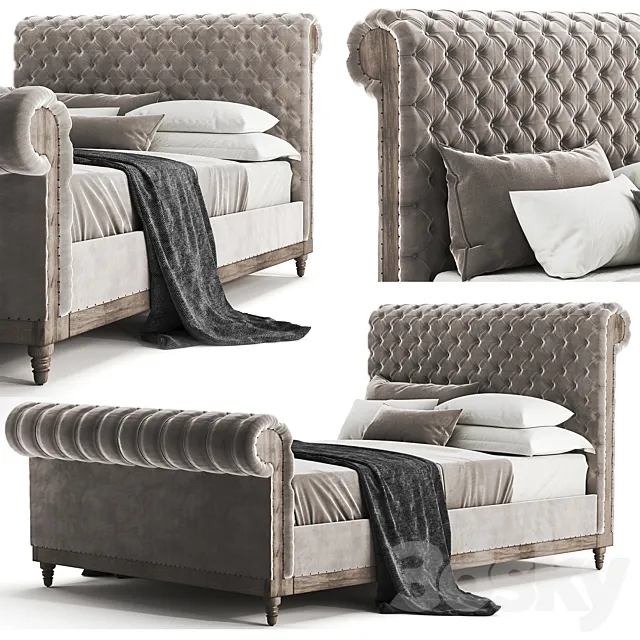 RH Chesterfield Bed with footerboard 3DS Max Model