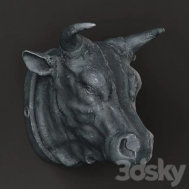 RH CIRCA 1900 CAST METAL BULL’S HEAD 3ds Max