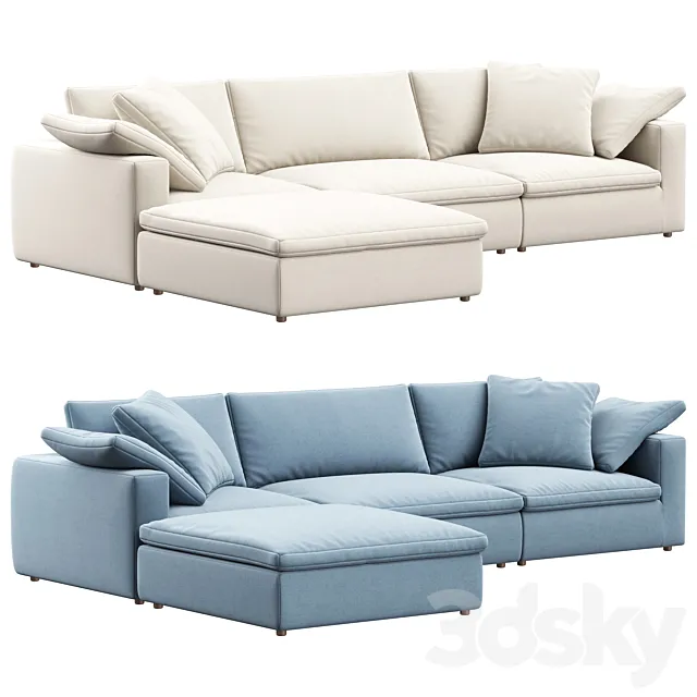 RH Cloud Luxe modular_4-piece sofa-chaise sectional 3dsMax Model