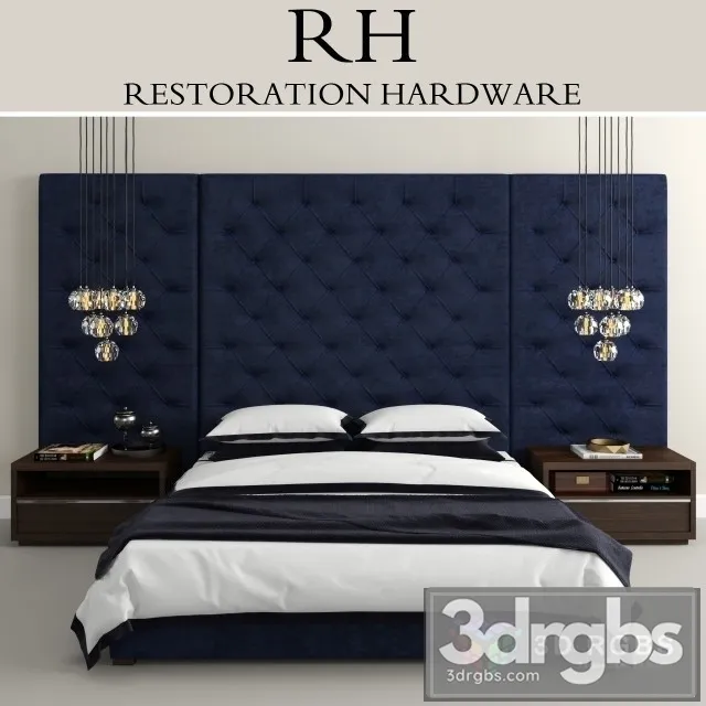 RH Contemporary Tufted Bed 3dsmax Download