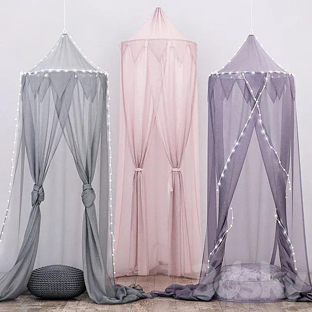 RH Cotton Voile Play Canopy (3 pieces) 3ds Max