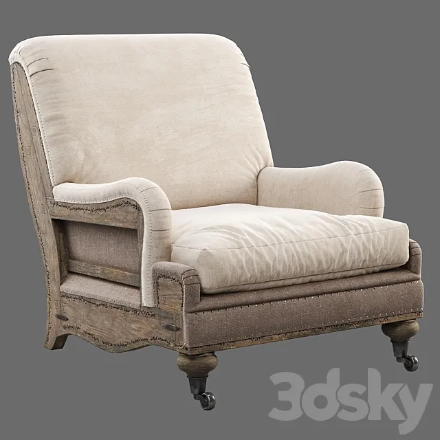 RH Deconstructed English Roll Armchair 3ds Max