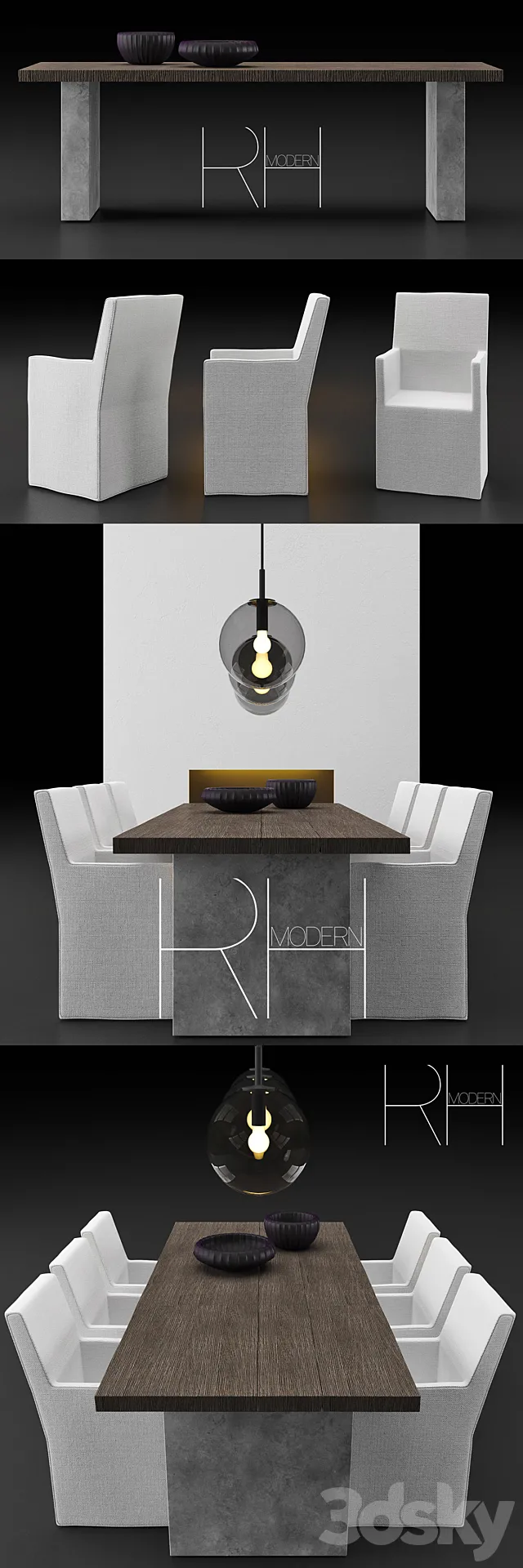 RH DINING TABLE 3DS Max Model