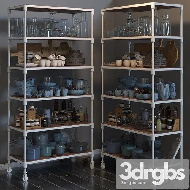 Rh dutch industrial single shelving and kitchen set 3dsmax Download