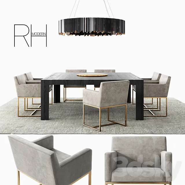 RH Emery Track Dinning Set 3DS Max Model