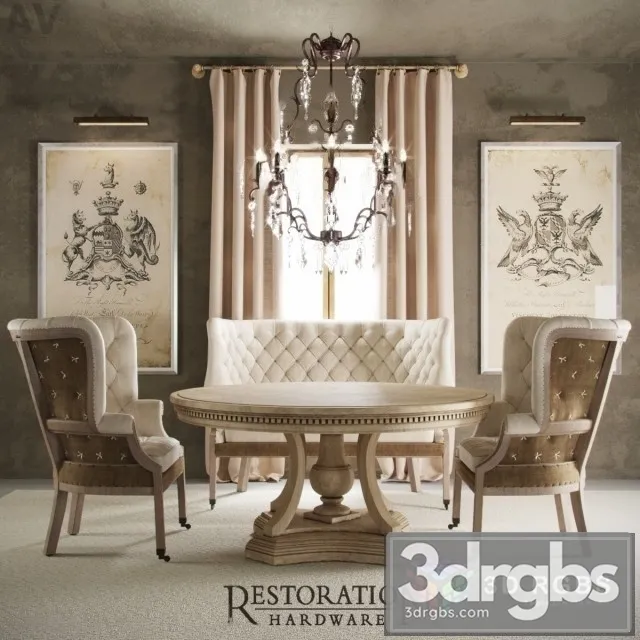 RH English 19th  Table and Chair 3dsmax Download