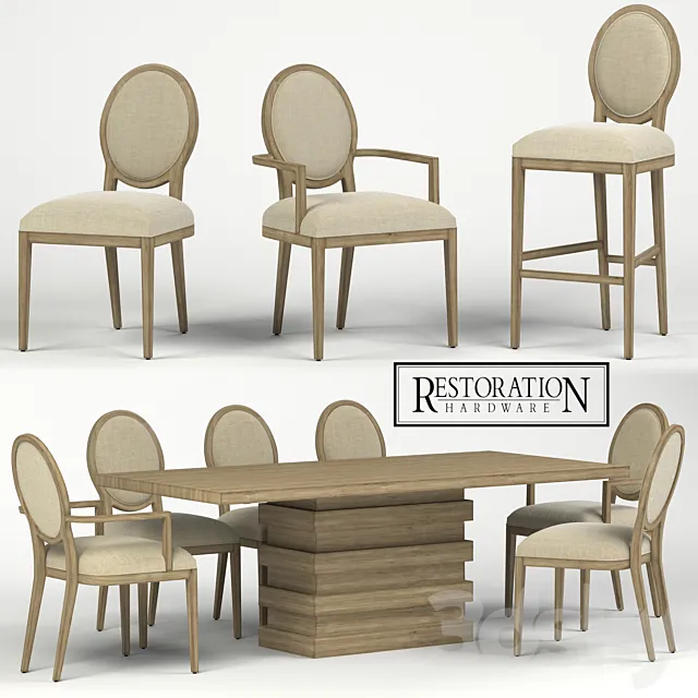 RH FRENCH CONTEMPORARY ROUND COLLECTION 3ds Max