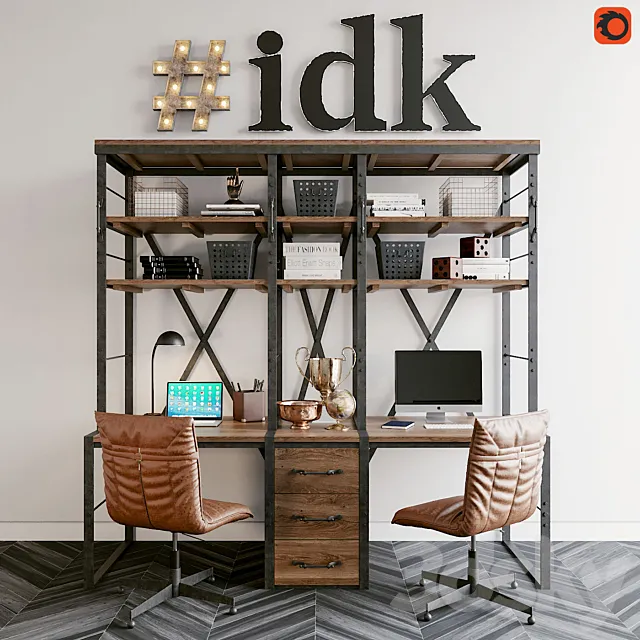 RH French Library Double Desk 3ds Max