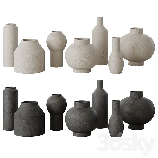 RH Geometric vases set 3ds Max