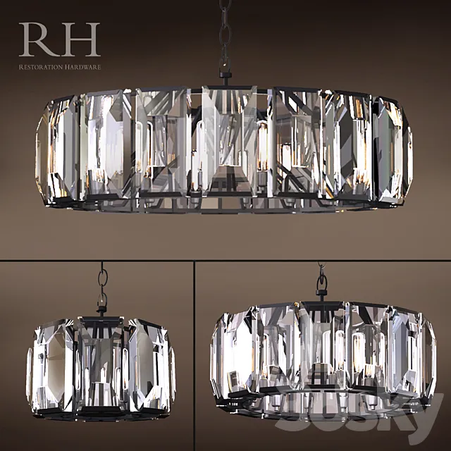 RH HARLOW CRYSTAL CHANDELIER SET of 3 3DS Max Model