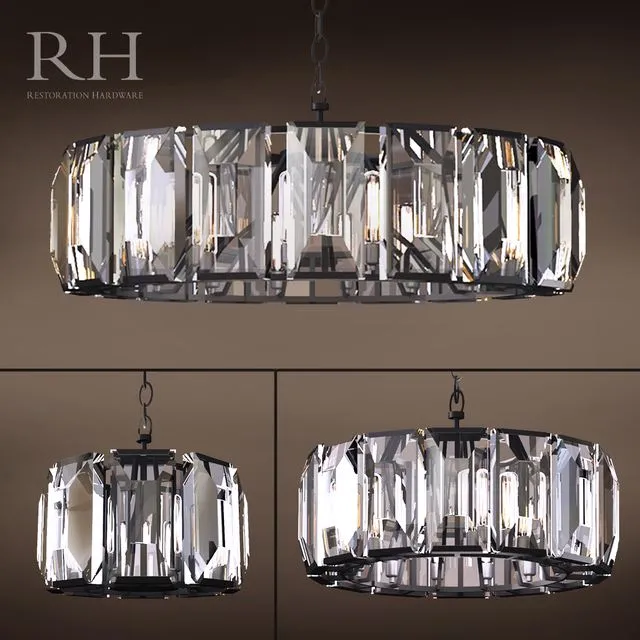 RH HARLOW CRYSTAL CHANDELIER SET of 3 3dsMax Model