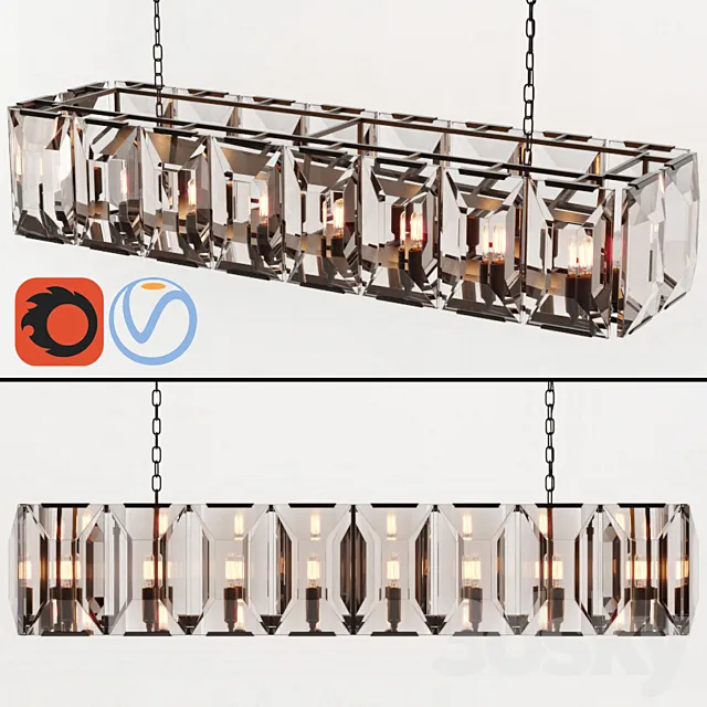 RH HARLOW CRYSTAL RECTANGULAR CHANDELIER 55 3ds Max